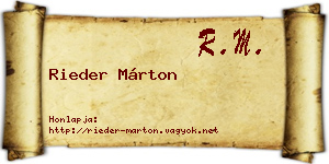 Rieder Márton névjegykártya